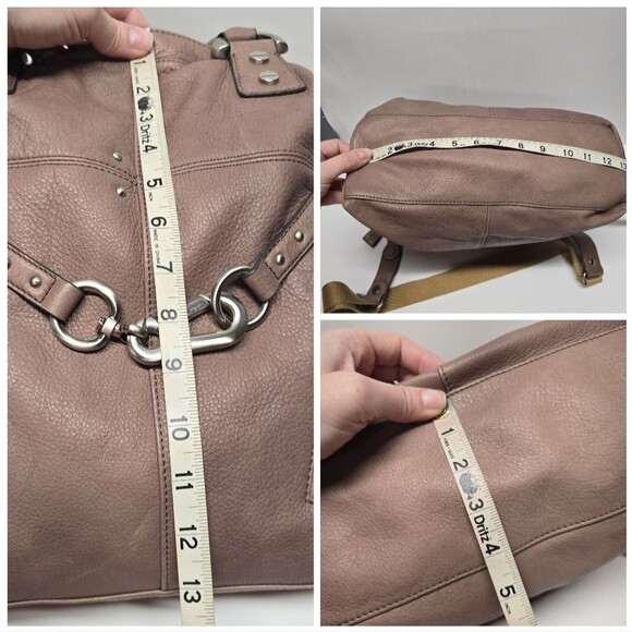 B. Makowsky Large Taupe Brown Leather Hobo Satchel Shoulder Crossbody Bag - Picture 6 of 8